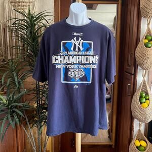 Yankees 2009 Champions Shirt XXL/2XL Majestic MLB World Series Graphic Tee Navy
